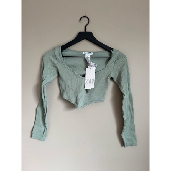 NEW ZARA Seamless Corset Top in Green - Picture 2 of 2